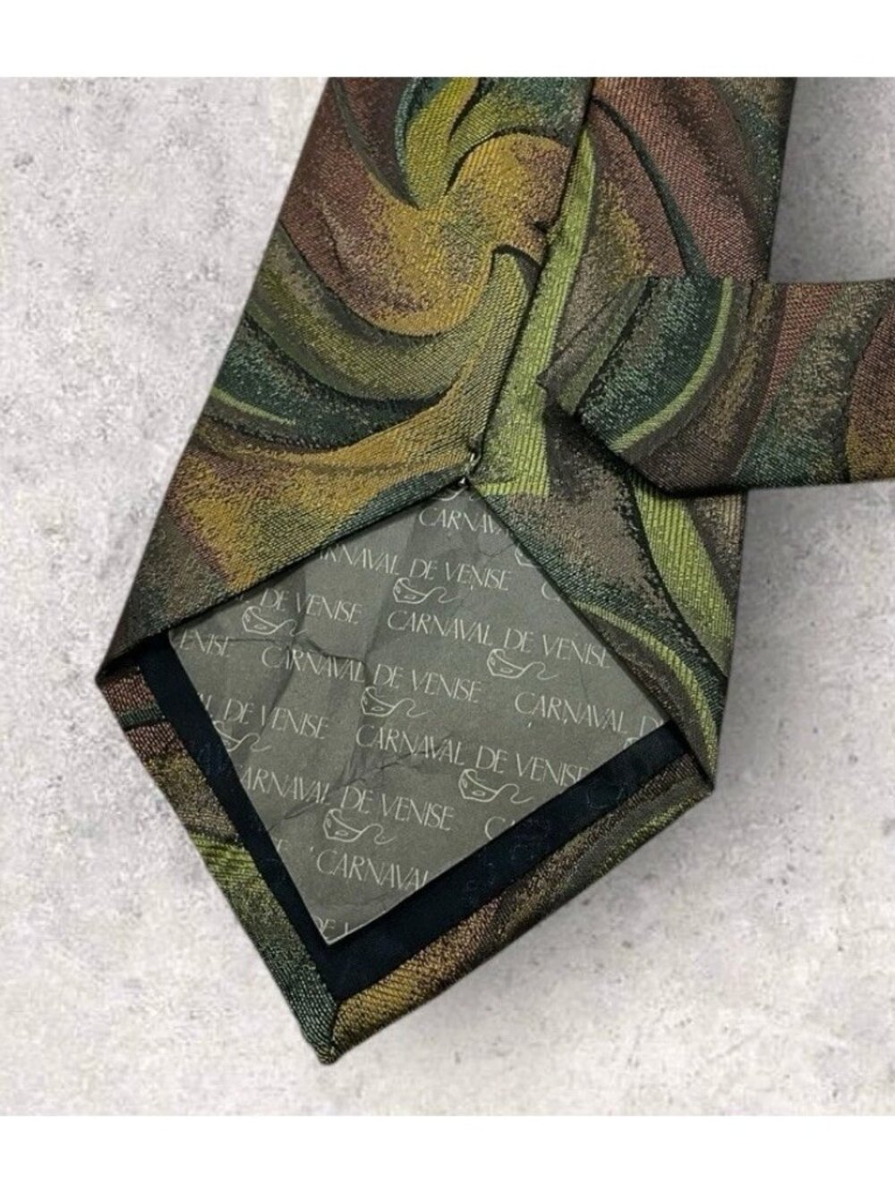 NEW CARNAVAL DE VENISE Silk Tie ITALY Brown Green Art W:3.7" - Picture 6 of 7